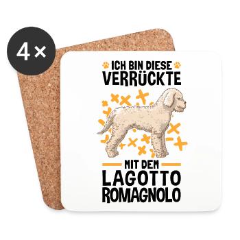 Verrückte mit dem Lagotto Romagnolo Wasserhund - Untersetzer (4er-Set) - Weiß - Vorne