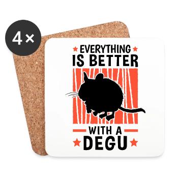 Alles ist besser mit Degus Gewöhnlicher Degu - Untersetzer (4er-Set) - Weiß - Vorne