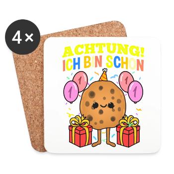 Achtung Ich Bin Schon 1 Geburtstag Cookie - Untersetzer (4er-Set) - Weiß - Vorne