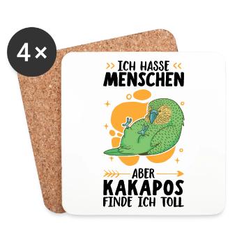 Kakapos finde ich toll flugunfähiger Papagei - Untersetzer (4er-Set) - Weiß - Vorne
