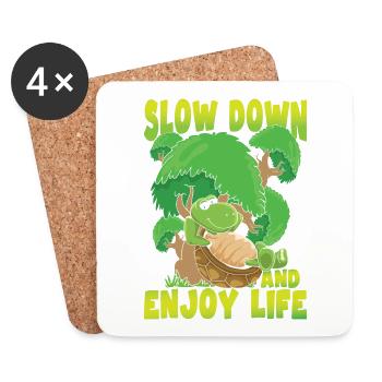 Slow Down And Enjoy Life für einen Schildkröten - Untersetzer (4er-Set) - Weiß - Vorne