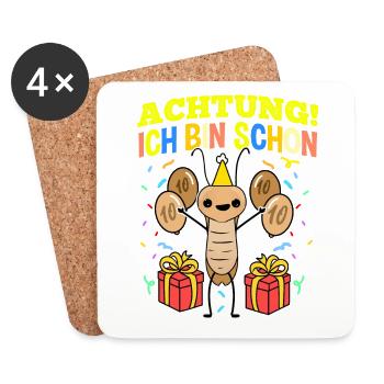 Achtung Ich Bin Schon 10 Geburtstag Kakerlake - Untersetzer (4er-Set) - Weiß - Vorne
