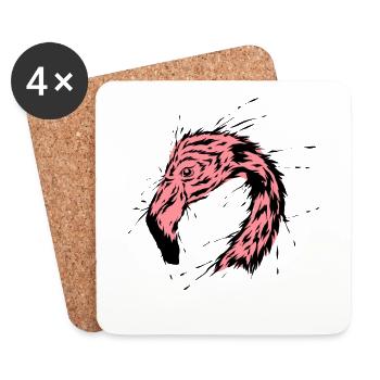 Flamant - Dessous de verre (lot de 4) - blanc - Devant