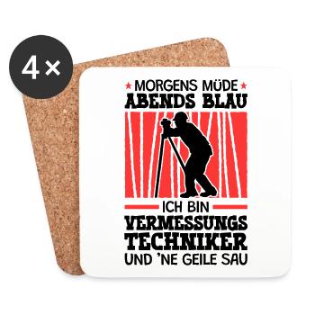 Ich bin Vermessungstechniker Vermesser - Untersetzer (4er-Set) - Weiß - Vorne