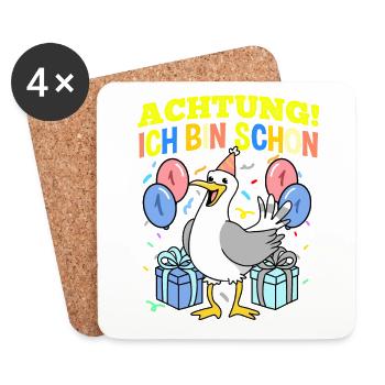Achtung Ich Bin Schon 1 Geburtstag Möwe - Untersetzer (4er-Set) - Weiß - Vorne
