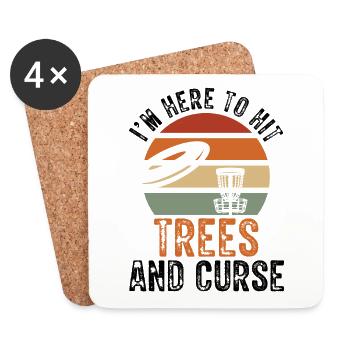 I'm here to play Trees Disc Golf Vintage Ultimate - Coasters (set of 4) - white - Front