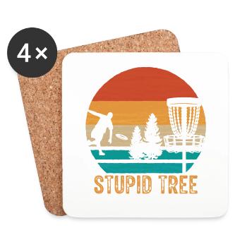 Stupide arbre-disc-golf-vendanges-crucial - Dessous de verre (lot de 4) - blanc - Devant