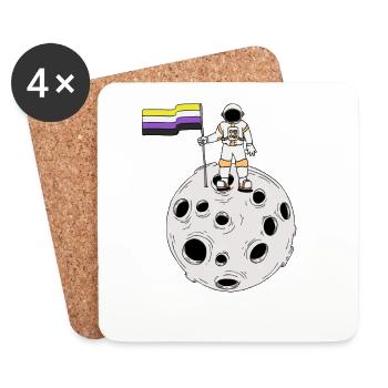 Nonbinary-Astronaut auf dem Mond Nonbinary-Flagge - Untersetzer (4er-Set) - Weiß - Vorne