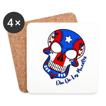 Sugar Skull Stolzer Puertoricaner - Untersetzer (4er-Set) - Weiß - Vorne