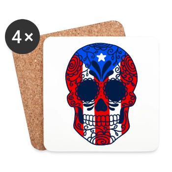 Dia De Los Muertos Crâne de sucre portoricain - Dessous de verre (lot de 4) - blanc - Devant