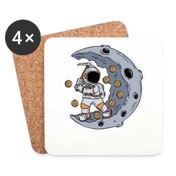 Astronaut mines BTC stock market - Coasters (set of 4) - white - Front