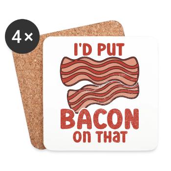 Funny Bacon Saying Crispy Bacon junk Food - Coasters (set of 4) - white - Front