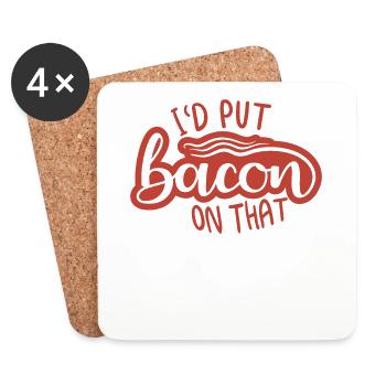 Funny Bacon Saying Crispy Bacon junk Food - Coasters (set of 4) - white - Front