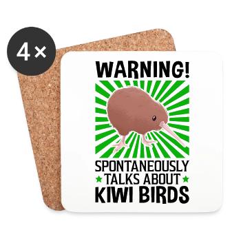 Parle spontanément de Kiwi Bird New Zealand - Dessous de verre (lot de 4) - blanc - Devant