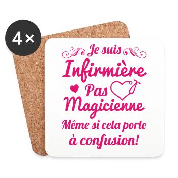Je suis infirmière pas magicienne Cadeau Humour - Dessous de verre (lot de 4) - blanc - Devant