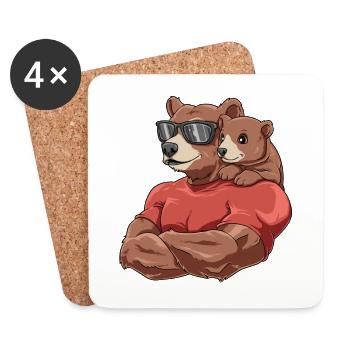 Starker Bär mit Baby Bär für einen Bären - Untersetzer (4er-Set) - Weiß - Vorne