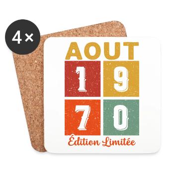 Août 1970 Edition limitée Idée Cadeau Anniversaire - Dessous de verre (lot de 4) - blanc - Devant