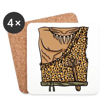 Costume d’homme des cavernes Halloween - Dessous de verre (lot de 4) - blanc - Devant