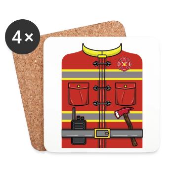 Firefighter Halloween Costume - Coasters (set of 4) - white - Front