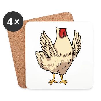 Kopfloses Huhn Kostüm Halloween - Untersetzer (4er-Set) - Weiß - Vorne