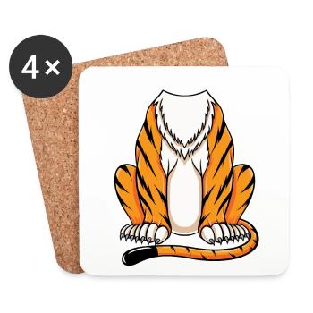 Kopfloser Tiger Kostüm Halloween - Untersetzer (4er-Set) - Weiß - Vorne
