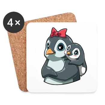Liebevoller Pinguin mit Pinguin Kind für Pinguin - Untersetzer (4er-Set) - Weiß - Vorne
