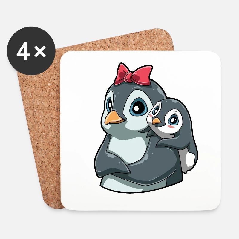 Liebevoller Pinguin mit Pinguin Kind für Pinguin - Untersetzer (4er-Set) - Weiß