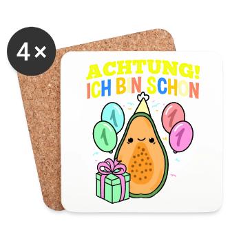 Achtung Ich Bin Schon 1 Geburtstag Papaya - Untersetzer (4er-Set) - Weiß - Vorne