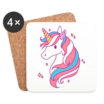 Trans Pride Unicorn LGBT Trans Ally - Coasters (set of 4) - white - Front