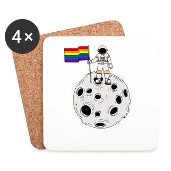 Gay Astronaut LGBT Gay Pride Flag - Coasters (set of 4) - white - Front