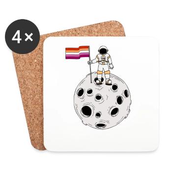 Astronaute lesbienne sur la lune Drapeau lesbien - Dessous de verre (lot de 4) - blanc - Devant