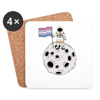Bigender-Astronaut auf dem Mond Bigender-Flagge - Untersetzer (4er-Set) - Weiß - Vorne