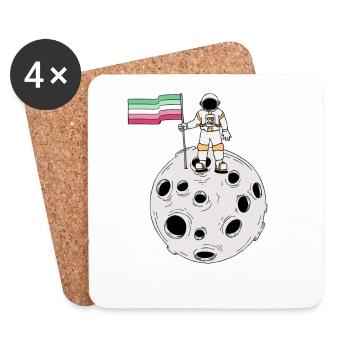 Abrosexueller Astronaute Abrosexuelle Flagge - Dessous de verre (lot de 4) - blanc - Devant