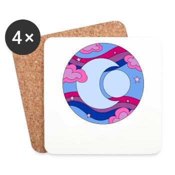 Fierté bisexuelle De la Lune de l’espace bisexuelle - Dessous de verre (lot de 4) - blanc - Devant