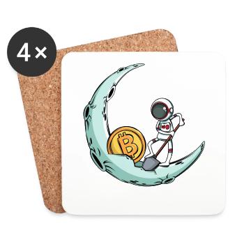 Astronaut mines Bitcoin - Coasters (set of 4) - white - Front