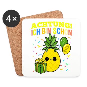 Achtung Ich Bin Schon 2 Geburtstag Ananas - Untersetzer (4er-Set) - Weiß - Vorne