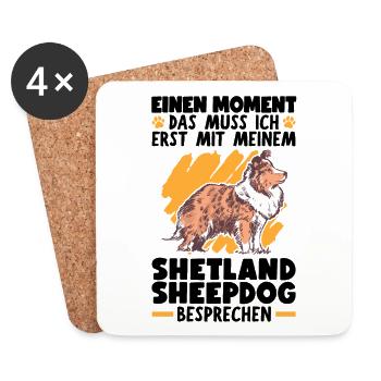Mit meinem Shetland Sheepdog besprechen - Untersetzer (4er-Set) - Weiß - Vorne