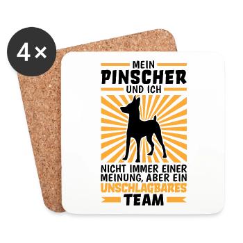 Zwergpinscher und ich sind unschlagbar Pinscher - Untersetzer (4er-Set) - Weiß - Vorne
