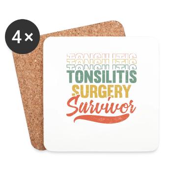 Tonsillitis Survivor Tonsillectomy - Coasters (set of 4) - white - Front