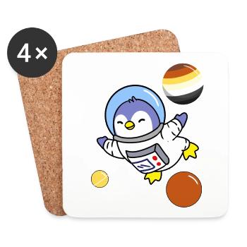 Pinguin Astronaut Gay Bear Pride - Untersetzer (4er-Set) - Weiß - Vorne