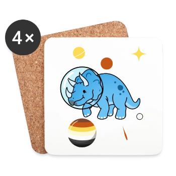 Triceratops Astronaut Gay Bear Pride - Coasters (set of 4) - white - Front