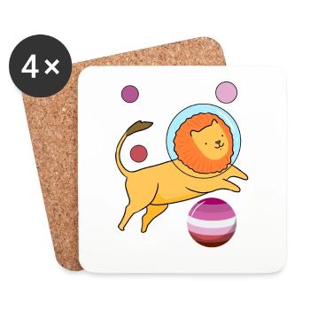 Lion Astronaut Gay Bear Pride - Coasters (set of 4) - white - Front