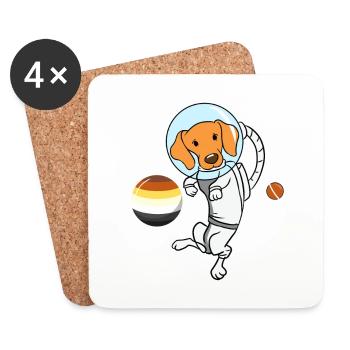 Chien Astronaute Gay Bear Pride - Dessous de verre (lot de 4) - blanc - Devant