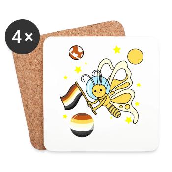Butterfly Astronaut Gay Bear Pride - Coasters (set of 4) - white - Front