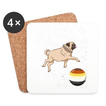 Pug in Space Gay Bear Pride - Coasters (set of 4) - white - Front