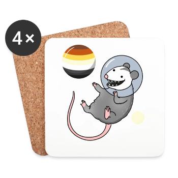 Opossum Astronaut Gay Bear Pride - Untersetzer (4er-Set) - Weiß - Vorne