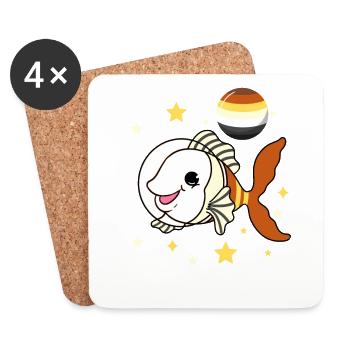 Fish in Space Gay Bear Pride - Coasters (set of 4) - white - Front