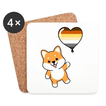 Shiba Inu Herzballon Gay Bear - Untersetzer (4er-Set) - Weiß - Vorne