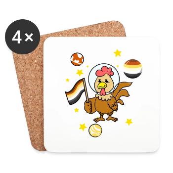 Chicken in Space Gay Bear - Coasters (set of 4) - white - Front