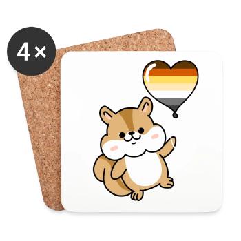 Écureuil Coeur Ballon Gay Ours - Dessous de verre (lot de 4) - blanc - Devant